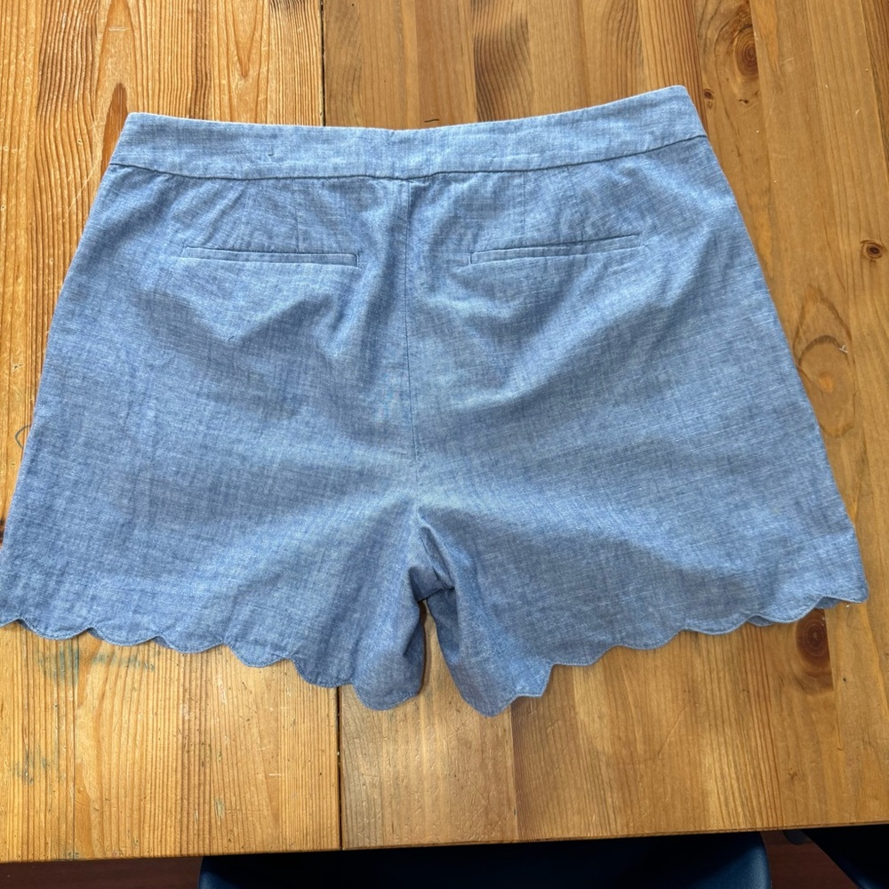 Talbots 100% Cotton Chambray Blue Denim Scalloped 5” Shorts Mid-Rise - Picture 3 of 9